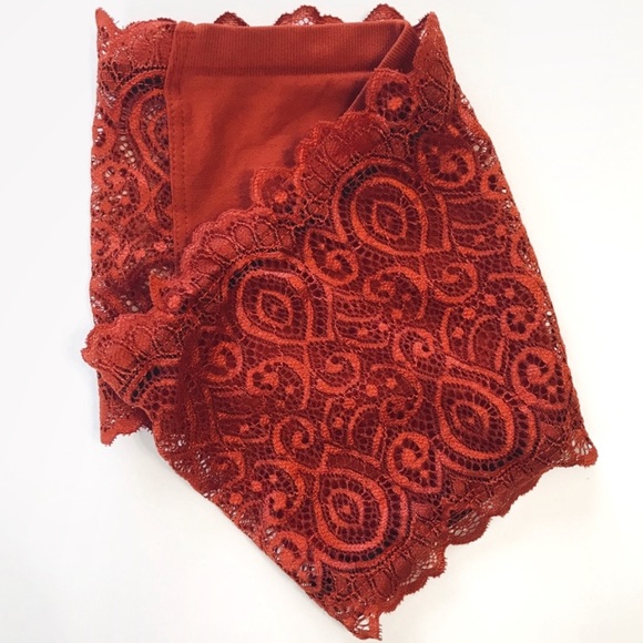 Intimately Free People Lace Crochet Reversible Bandeau Rust Orange - Picture 4 of 8